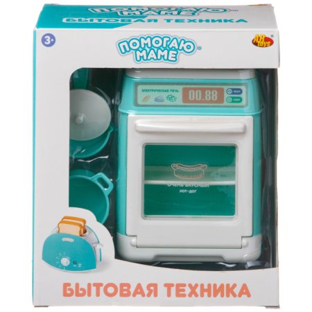 ABtoys Игрушечная бытовая техника Помогаю Маме Электрическая плита с кастрюлей и сотейником / цвет голубой