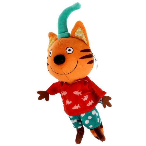 Мульти-Пульти Озвученная мягкая игрушка Три кота Компот в пляжной одежде 331424 / цвет оранжевый, красный