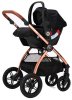 Bambini Moretti Коляска 3 в 1 Salker Lux / цвет Black (черный), рама розовое золото