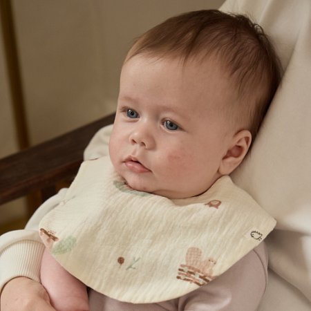 Слюнявчики муслиновые BUBA KIDS, 3 шт., Бобры на хуторе/Полынь/Миндаль
