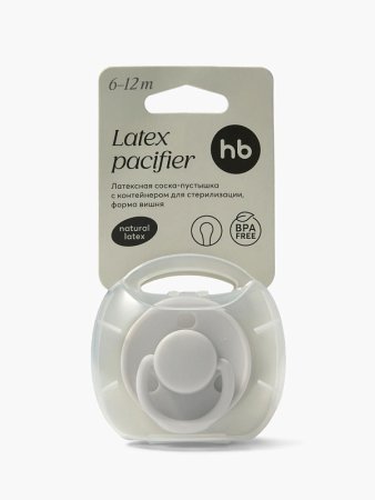 Happy baby  Соска-пустышка латексная, вишня, 6-12м /цвет light gray 13042