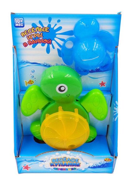 ABtoys Веселое купание Черепашка-мельница для ванны, в наборе с формочкой, 2 вида в ассортименте
