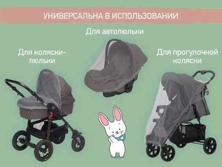 Roxy-Kids Сетка москитная универсальная на коляску / цвет серый
