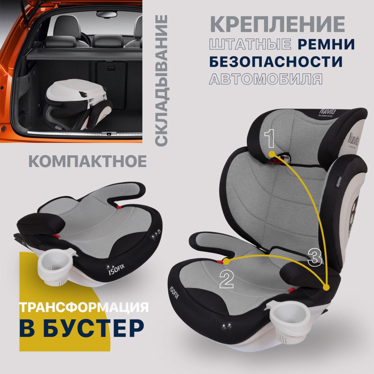 Nuovita Детское автокресло Maczione N23i-1 / цвет Grigio/Серый купить в  Краснодаре. Заказать в интернет магазине Малыш с доставкой в Краснодаре,  оплата при получении, отзывы, цена со скидкой