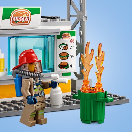 Lego city fire конструктор пожар в бургер-кафе / разноцветный
