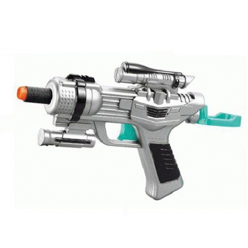 Abtoys Бластер Space Weapon (модель 2) в наборе с 6 мягкими пулями и мини-мишенью / цвет серебристый