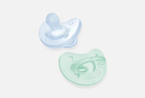 Пустышка силиконовая Chicco PHYSIOFORMA SOFT blue, 2-6 месяцев, 2 штуки.