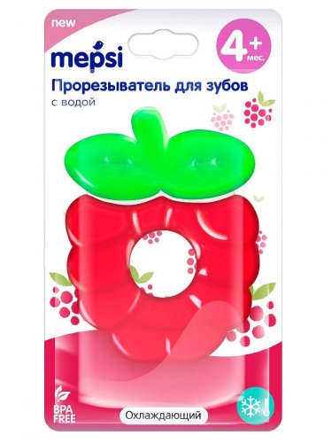 Mepsi Прорезыватель с водой охлаждающий, от 4 месяцев (малина) / цвет розовый, зеленый