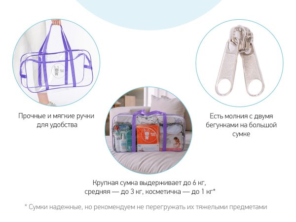Roxi Kids Комплект из 3-х сумок в роддом / цвет фиолетовый