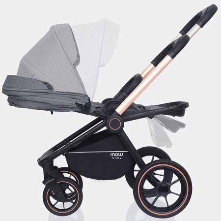MowBaby Коляска 2 в 1 Zoom PU / цвет Gold Grey (серый, рама золото)