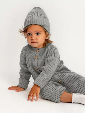 Amarobaby Комбинезон вязаный детский демисезонный Pure Love Tot, размер 56 / цвет серый
