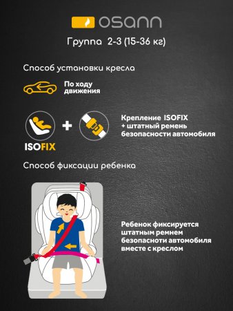 Osann Автокресло Flux Isofix (9-36 кг) / цвет Universe Grey (серый)