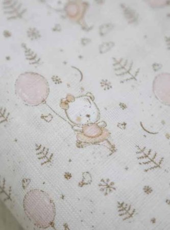 Babyedel Комплект из 2-х пеленок, муслин / цвет мишка с шариком - горох розово-оранжевый
