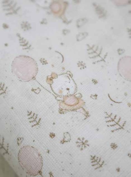 Babyedel Комплект из 2-х пеленок, муслин / цвет мишка с шариком - горох розово-оранжевый