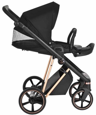 Roan Коляска 2 в 1 Sol Lux / цвет Raven (черный, рама розовое золото, ручка черная)