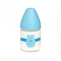 Suavinex Бутылка синий мишка 0+ 120мл "Meaningful Life" с круглой с силиконовой соской					