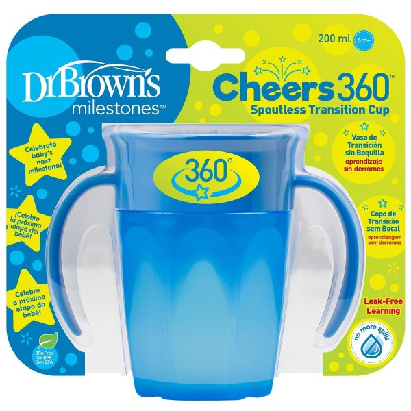 Dr. Browns Чашка-поильник Cheers 360, 200 мл, 6+ месяцев / цвет синий