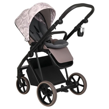 ROAN Коляска 2 в1 Sol короб + прогулка Flowers Powder/Rose gold /руч.Коричневый