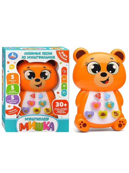 Умка музыкальный мультиплеер "Мишка" 30+ песен, фраз и звуков.в кор.