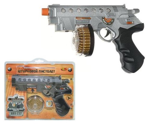 Abtoys Детский штурмовой пистолет Arsenal со световыми и звуковыми эффектами / цвет черный, серый