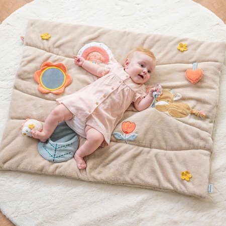 Коврик детский игровой круглый Nattou (Наттоу) MILA ZO? LANA Корова, Ёжик, Кот без арок 