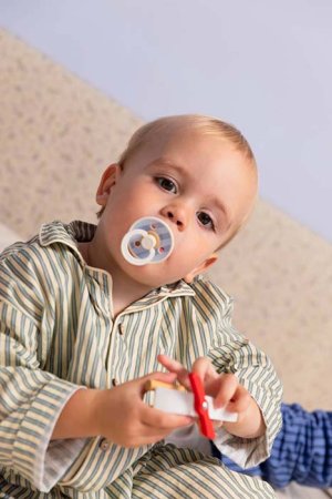 Bibs Пустышка латексная Studio Colour, 0+ Block - Ivory Dusty Blue