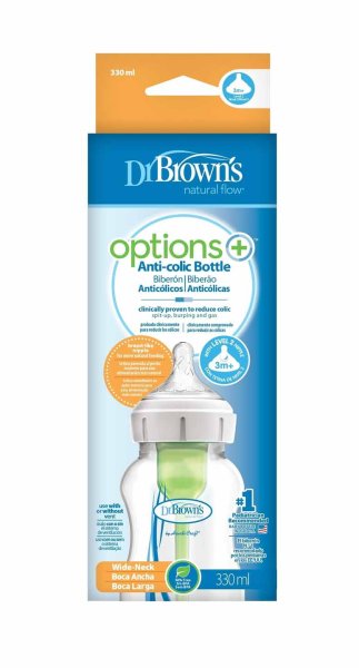 Dr.Brown's Бутылочка с широким горлышком антиколик Natural Flow Options, 330 мл