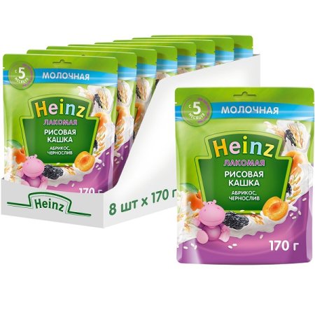 Heinz Каша Лакомая рисовая абрикос-чернослив, с 5 месяцев, 170 г