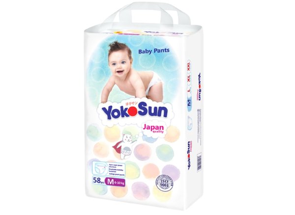 Yokosun подгузники-трусики M (6-10 кг) 58 штук