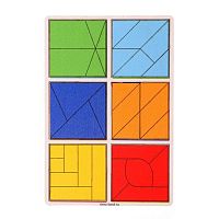 Лесная мастерская Развивающая игра из дерева Квадраты 3 уровень, 6 квадратов / разноцветная					