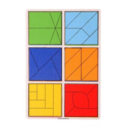 Лесная мастерская Развивающая игра из дерева Квадраты 3 уровень, 6 квадратов / разноцветная
