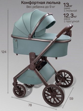 Коляска,экокожа 2в1 Motus Premium Ecco Exclusive (лагуна)
