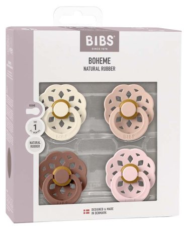 Bibs Набор пустышек Boheme, латекс, с 0 месяцев Ivory, Blush, Woodchuck, Blossom