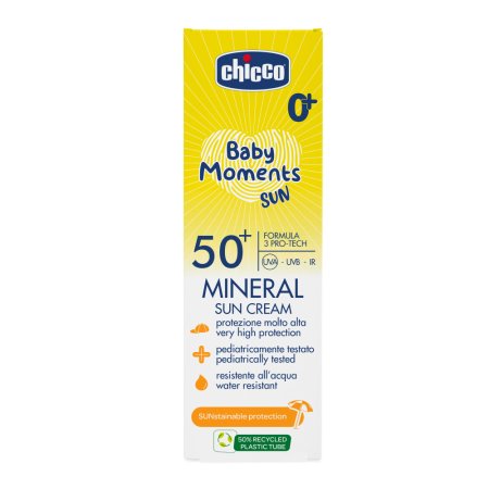 Chicco крем 0+ солнцезащитный минеральный SPF50+, 75 мл Baby Moments sun
