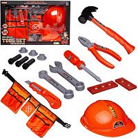 Junfa Игровой набор Инструменты папиного помощника на поясе и строительная каска / цвет оранжевый					