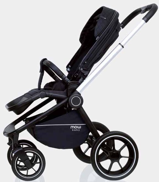 MowBaby Коляска 2 в 1 Zoom PU / цвет Silver Black (черный, рама серебро)
