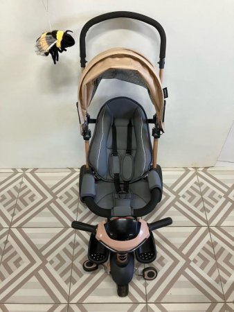 Moby kids Велосипед-коляска Stroller trike Air Car / цвет кофе с молоком, рама золотой металлик