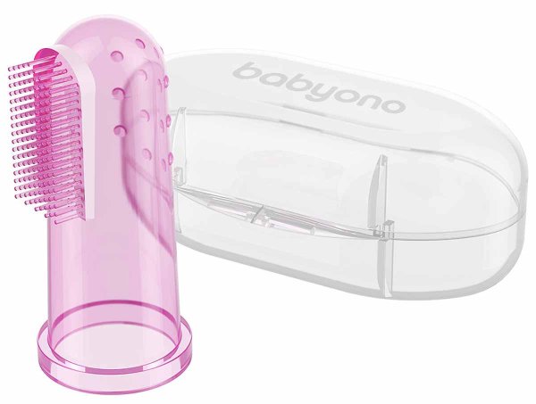 BabyOno Первая зубная щетка в футляре / цвет розовый