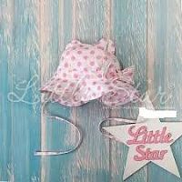 Little star Панама для девочки "Мишка" / 36 см / 0 месяцев / Крем в розовый горошек					