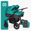 Riko Basic Коляска для близнецов 2 в 1 Saxo / цвет бирюзовый-чёрный 01