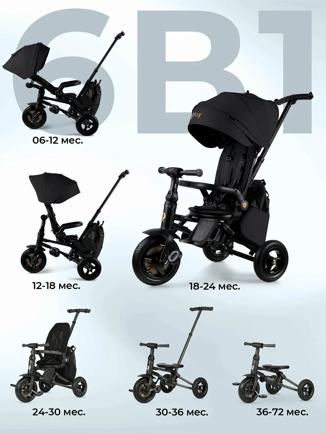 Велосипед трехколесный Qplay Sprinter S Max S702 427596 Black