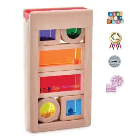 Wonderworld Конструктор "Деревянные радужные блоки" в контейнере