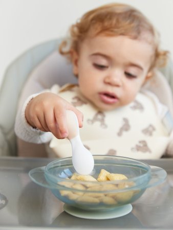 Happy Baby Тарелка на присоске с крышкой / цвет sage/шалфей