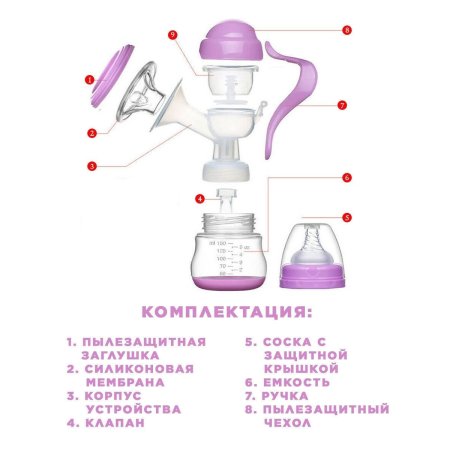 Kunder Ручной молокоотсос / цвет розовый