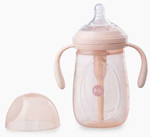 Happy Baby Бутылочка с силиконовой соской, 300 мл / цвет pink (розовый)