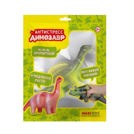 Maxitoys Игрушка-сквиш Антистресс-Динозавр Гигантспинозавр, 15 см, в красочном пакете с окошком