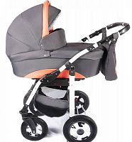 maEma Детская коляска 3в1 Lika (Маема Лика) / цвет серый с оранжеевыми вставками