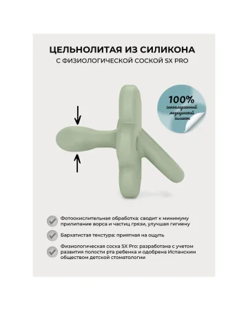 Соска-Пустышка PHYSIOLOGICAL, материал: силикон. 0/6M SX PRO BUTTERFLY GR / S ALL SIL FIS 0/6M SX PR
