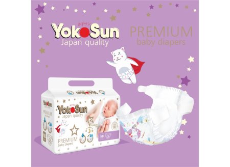 YokoSun Подгузники Premium NB (0-5 кг) 36 шт