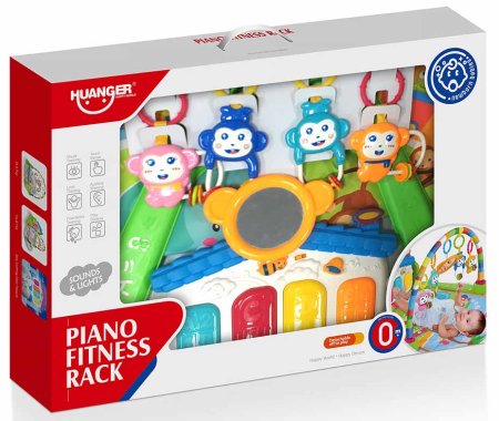 Huanger Развивающий коврик с пианино "Обезьянки"